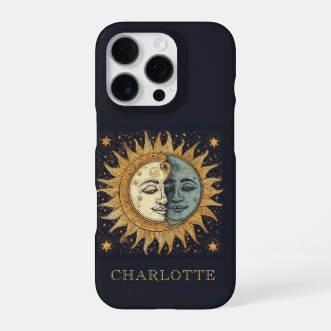 Celestial Sun Moon Personalised iPhone Case (Back)