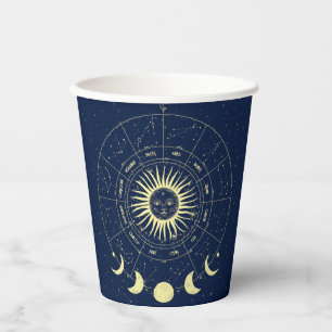 Celestial Sun Moon Phases Zodiac Paper Cups