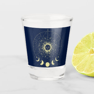 Celestial Sun Moon Phases Zodiac Shot Glass