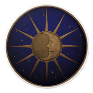 Celestial Sun Moon Starry Night Ceramic Knob