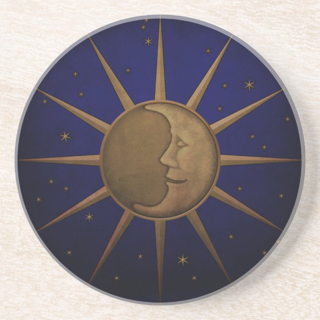 Celestial Sun Moon Starry Night Coaster (Front)