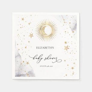 Celestial Sun,Moon,Stars Baby Shower  Napkin