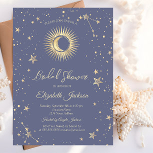 Celestial Sun,Moon,Stars Pastel Bridal Shower Invitation
