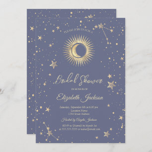 Celestial Sun,Moon,Stars Pastel Bridal Shower Invitation