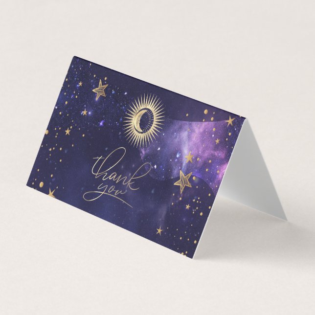 Celestial Sun,Moon,Stars Purple Business Card (Front)