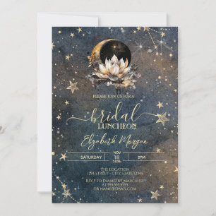 Celestial Sun,Moon,Stars Roses Dark Bridal Invitation