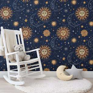 Celestial Sun Moon Stars Wallpaper