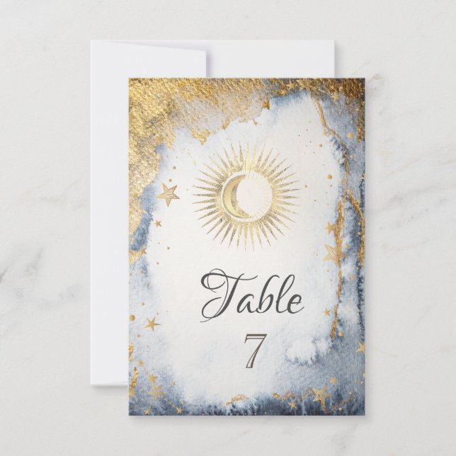 Celestial Sun,Moon,Stars Watercolor Invitation (Front)