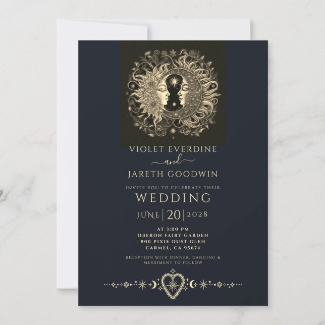 Celestial Sun Moon Stars Wedding  Invitation (Front)
