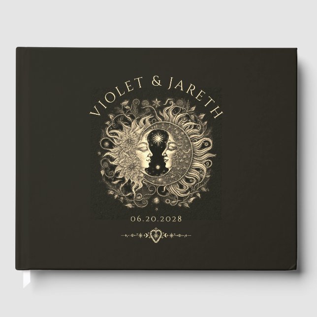 Celestial Sun Moon Wedding Guest Book (Front)