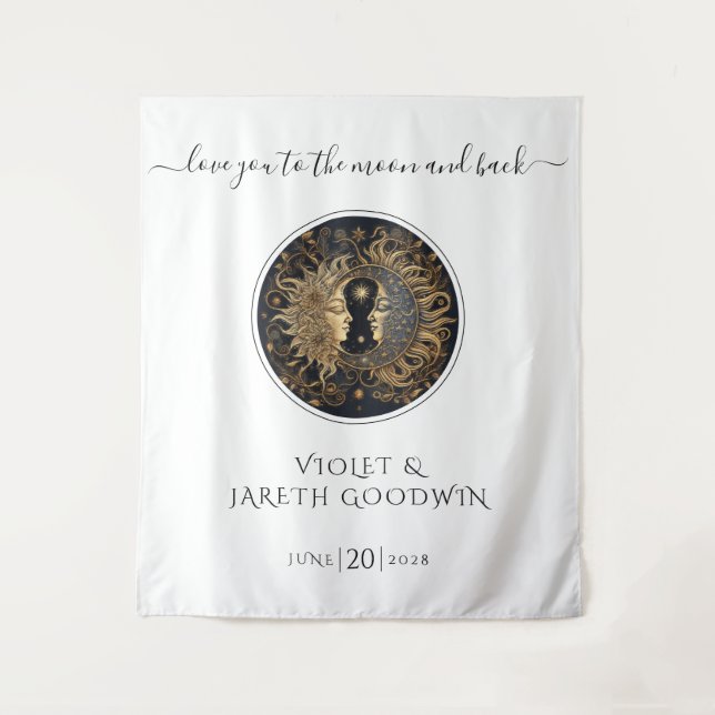 Celestial sun moon Wedding Tapestry (Front)