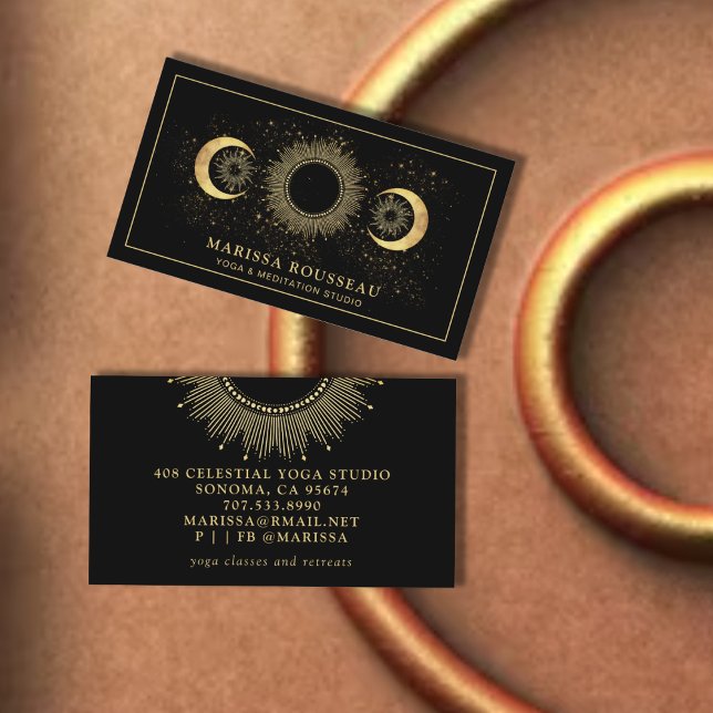 Celestial Sun Moon Yoga Instructor Business Card (Creator Uploaded)