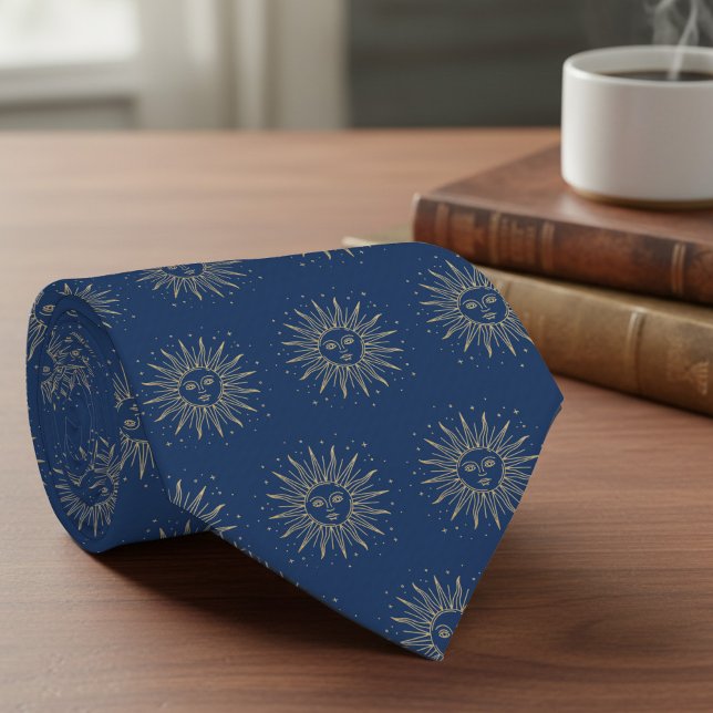 Celestial Sun Pattern Teacher Quote Personalised Tie (Teacher Appreciation tie with celestial sun and quote by Darling & May)