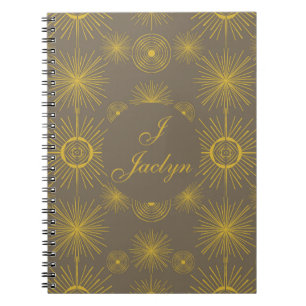 Celestial Sun Stars Taupe Notebook