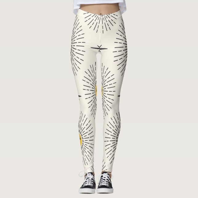 Celestial Sunshine Vintage Pattern Leggings (Front)