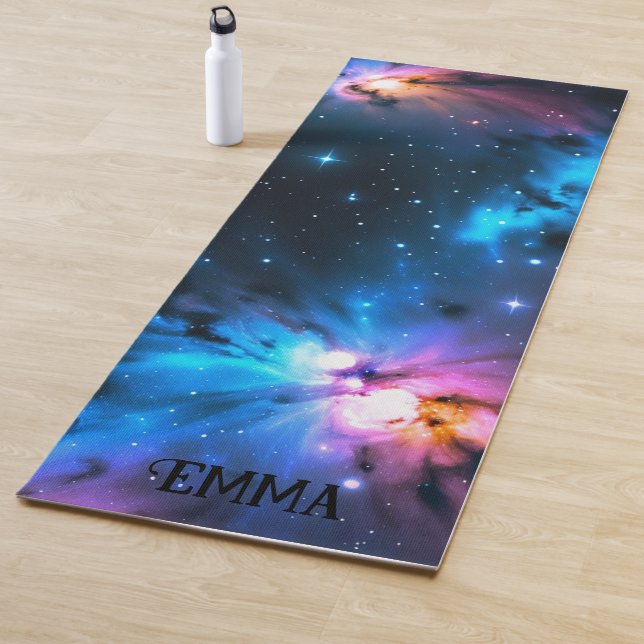 Celestial Swirls of Stars Custom Name Dual Sided Yoga Mat (In Situ)