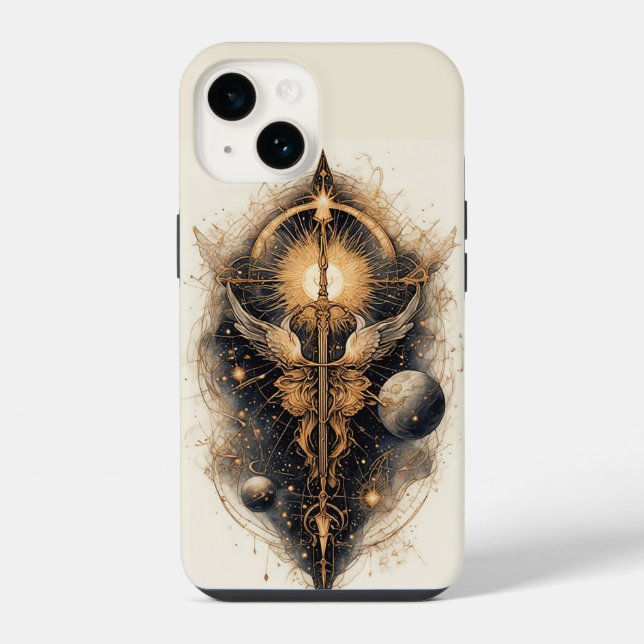 Celestial Sword with Angel Wings iPhone Case (Back)