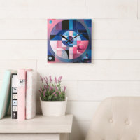 Celestial Symmetry: Geometric Shapes Blues & Pink