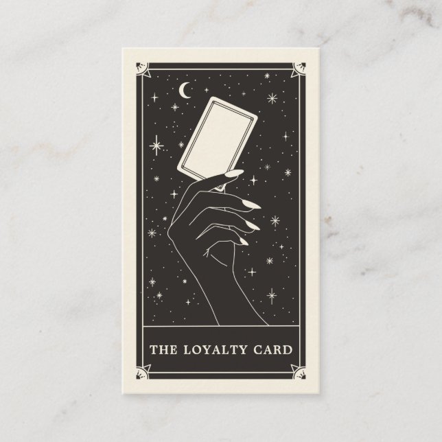 Celestial Tarot boho Loyalty Business card (Front)
