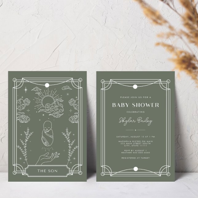 Celestial Tarot Boy Baby Shower Invitation (Creator Uploaded)