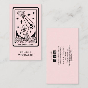Celestial Tarot Hairdresser Blush Pink Business Card