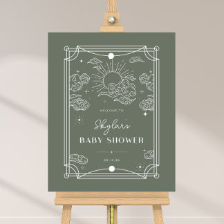 Celestial Tarot Sage Baby Shower Welcome Sign