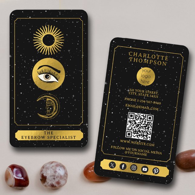 Celestial Tarot Sun Moon Eyebrow Specialist  Business Card (Celestial Tarot Sun Moon Eyebrow Specialist Business Card)