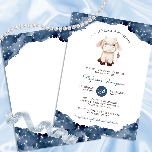 Celestial Taurus Astrology Sign Baby Shower Invitation (Celestial Taurus Astrology Sign Baby Shower Invitation)