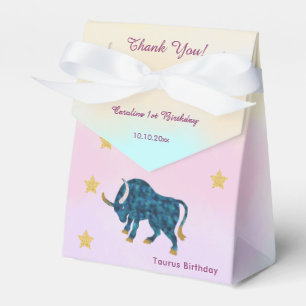 Celestial Taurus Watercolor   1st Birthday Favour Box