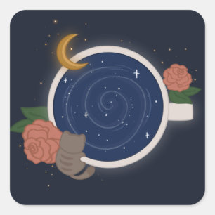 Celestial Tea Cup Square Sticker