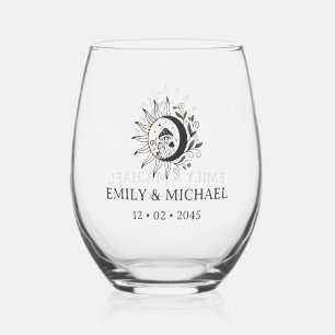 Celestial Theme Wedding Favour Stemless Wine Glass