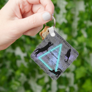 Celestial Three Music-Loving Black Cats Key Ring