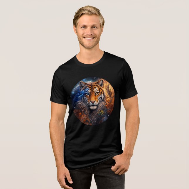 Celestial Tiger – Day and Night Fantasy Art Tri-Blend Shirt (Front Full)