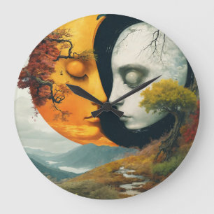 "Celestial Time: Sun & Moon Wall Clock" Large Clock