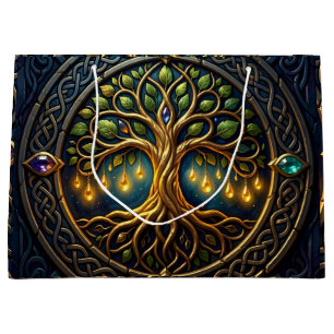 Celestial Tree of Light Celtic Golden Tree of Life Large Gift Bag