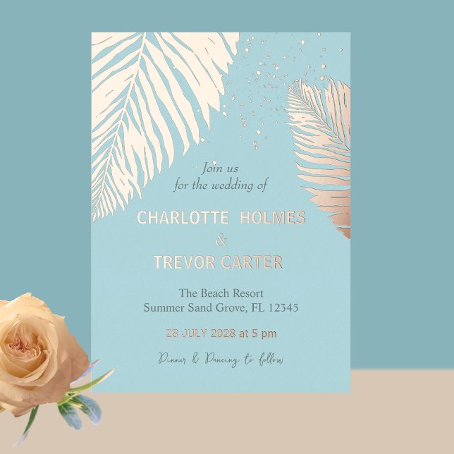 Celestial Tropical Palms Summer Beach Wedding Gold (Creator Uploaded)
