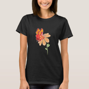 Celestial Tropics Orange Butterfly And Daisy T-Shirt