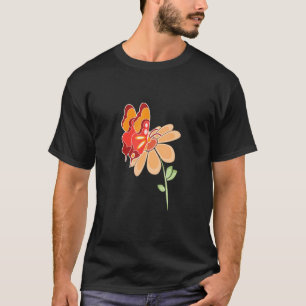 Celestial Tropics Orange Butterfly And Daisy T-Shirt