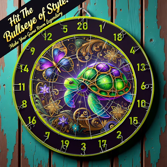 Celestial Turtle Butterfly Rustic Wall Decor Dartboard (Creator Uploaded)