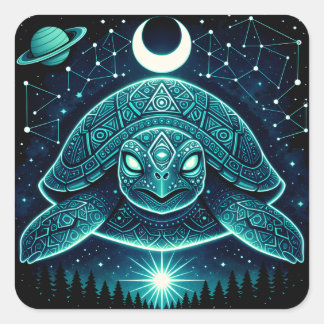 Celestial Turtle – Cosmic Ancient Wildlife Galaxy Square Sticker
