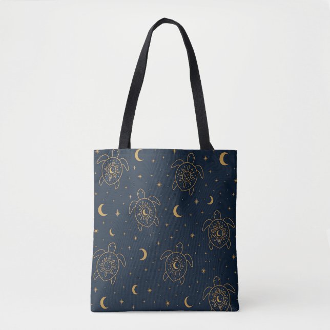 Celestial Turtle Night Pattern Tote Bag (Front)