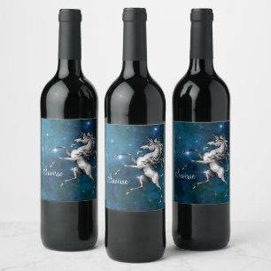 Celestial Unicorn Customisable  Wine Label