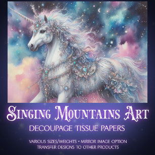 Celestial Unicorn Fairytale Craft Decoupage  Tissue Paper