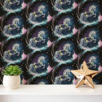 Celestial Unicorns in Starry Night Sky