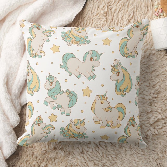 Celestial Unicorns & Stars Pattern Cushion (Blanket)