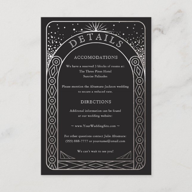 Celestial Union Wedding Details Card (Silver) (Front)