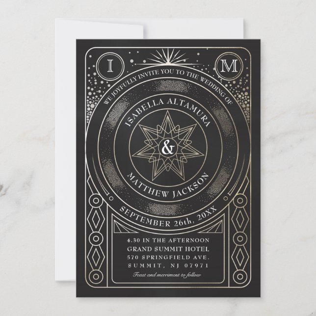 Celestial Union Wedding Invitations (Gold) (Front)