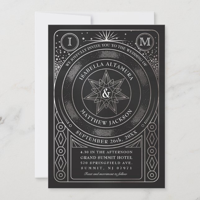 Celestial Union Wedding Invitations (Silver) (Front)