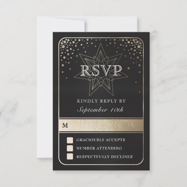 Celestial Union Wedding RSVP Cards (Gold) (Front)