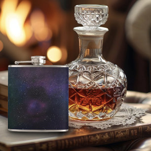 Celestial Veil Nebula Galaxy Starfield Cosmic Hip Flask